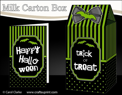 3D Halloween Spots & Stripes Milk Carton Treat Box