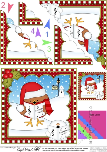 Christmas Scalloped Corner Stacker - Bobbin Robin is Carol Singing