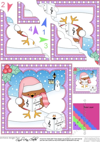 Christmas Scalloped Corner Stacker - Bobbin Robin is Carol Singing
