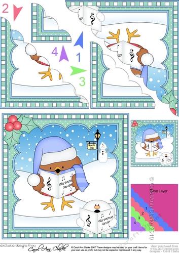 Christmas Scalloped Corner Stacker - Bobbin Robin is Carol Singing