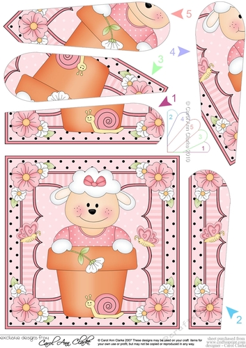 Flower Pot Friends Little Lamb Fan Pyramage Topper