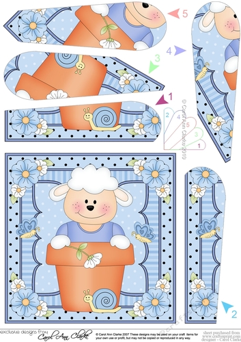 Flower Pot Friends Little Lamb Fan Pyramage Topper