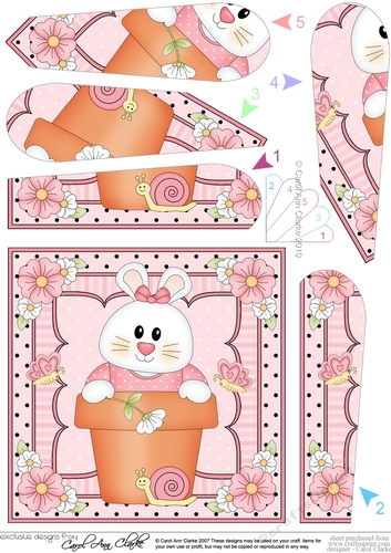 Flower Pot Friends Little Bunny Fan Pyramage Topper