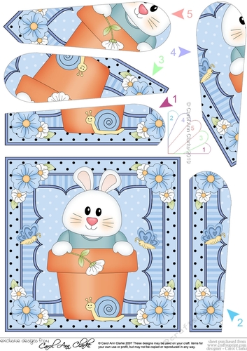 Flower Pot Friends Little Bunny Fan Pyramage Topper