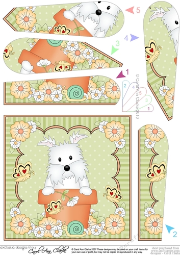 Flower Pot Friends Fan Pyramage Topper - Little Westie Dog