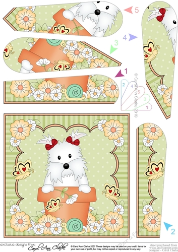 Flower Pot Friends Fan Pyramage Topper - Little Westie Dog