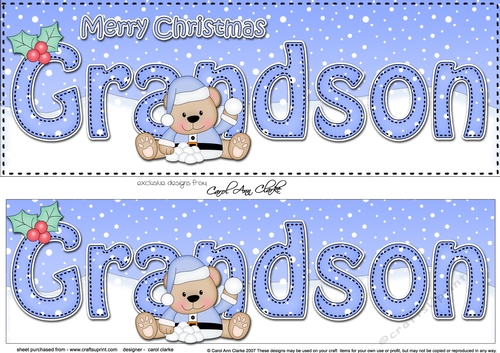 Large DL Merry Christmas GRANDSON 3D decoupage 