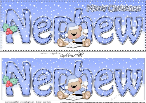 Large DL Merry Christmas NEPHEW 3D decoupage 