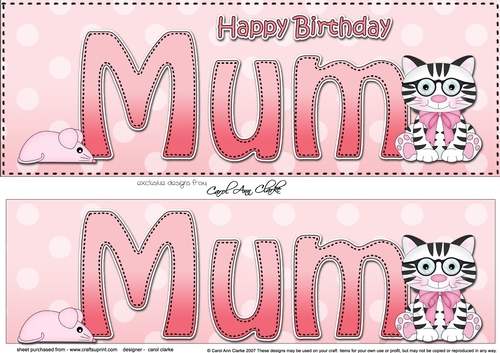 Large DL Happy Birthday MUM 3D decoupage