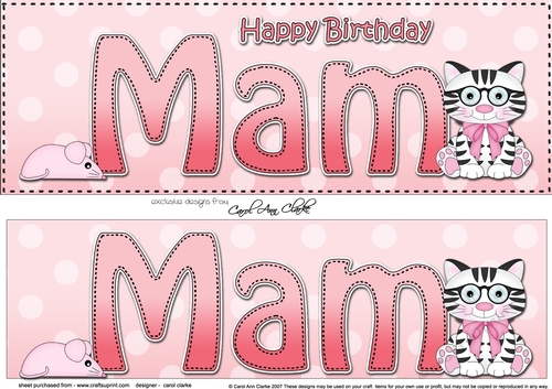 Large DL Happy Birthday MAM 3D decoupage