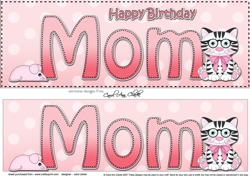 Large DL Happy Birthday MOM 3D decoupage