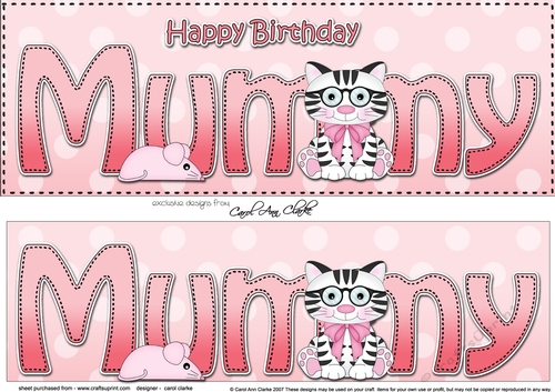 Large DL Happy Birthday MUMMY 3D decoupage