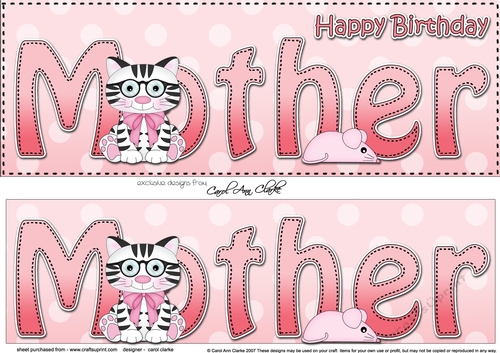Large DL Happy Birthday MOTHER 3D decoupage