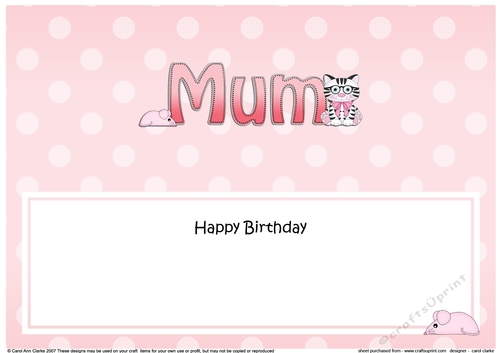 Large DL Happy Birthday MUM insert