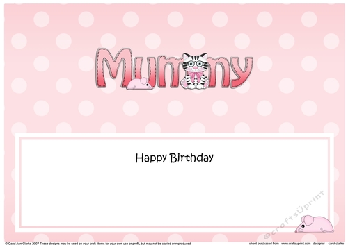 Large DL Happy Birthday MUMMY insert