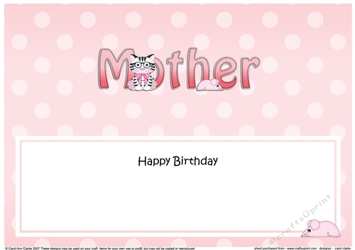 Large DL Happy Birthday MOTHER insert