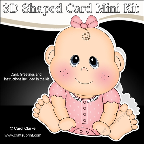 3D Shaped Card  Kit - Cute Little Baby Girl Bea