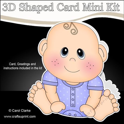3D Shaped Card  Kit - Cute Little Baby Boy Milo