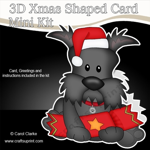 3D Shaped Christmas Card Kit - Little Scottie Dog
