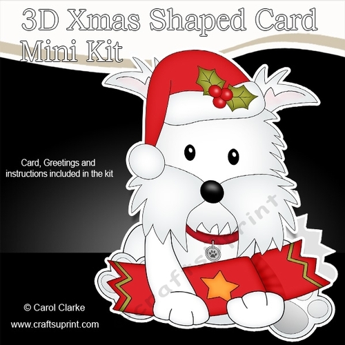 3D Shaped Christmas Card Kit - Little Westie Dog