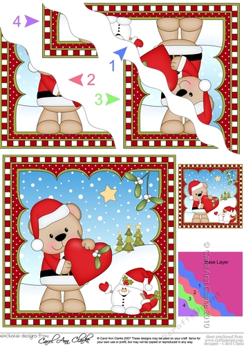 Christmas Wavey Corner Stacker - Livvy Bear has a Heart & Mistletoe