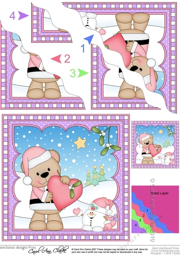 Christmas Wavey Corner Stacker - Livvy Bear has a Heart & Mistletoe