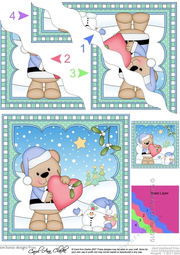 Christmas Wavey Corner Stacker - Livvy Bear has a Heart & Mistletoe