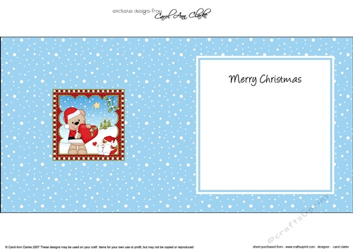 Christmas square landscape insert - Livvy Bear has a Heart & Mistletoe
