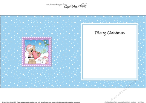 Christmas square landscape insert - Livvy Bear has a Heart & Mistletoe