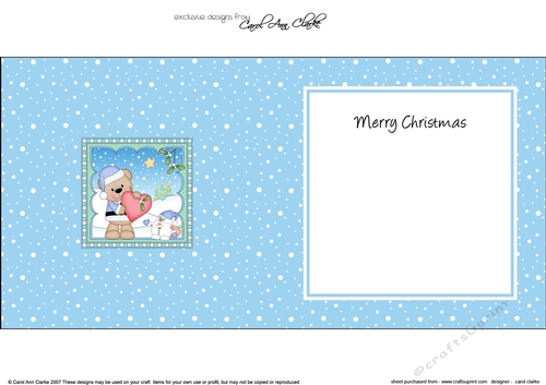 Christmas square landscape insert - Livvy Bear has a Heart & Mistletoe