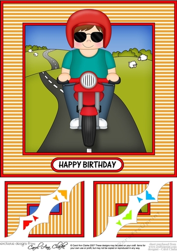 8 x 8 Scalloped Corner Topper - Little Motorbike Rider