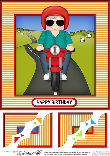 8 x 8 Scalloped Corner Topper - Little Motorbike Rider