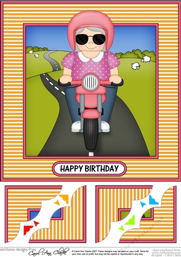8 x 8 Scalloped Corner Topper - Little Motorbike Rider