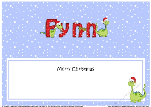 Large DL Merry Christmas FYNN insert