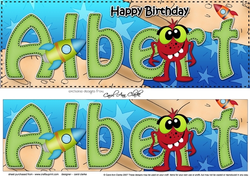 Large DL Happy Birthday ALBERT 3D decoupage
