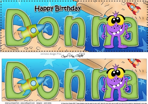 Large DL Happy Birthday DONNA 3D decoupage