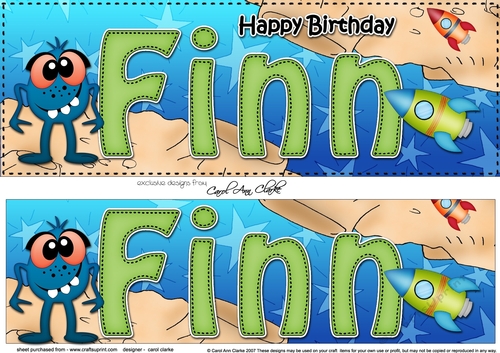 Large DL Happy Birthday FINN 3D decoupage