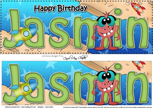 Large DL Happy Birthday JASMIN 3D decoupage