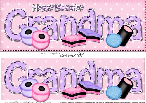 Large DL Happy Birthday GRANDMA 3D decoupage