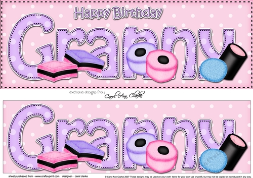Large DL Happy Birthday GRANNY 3D decoupage