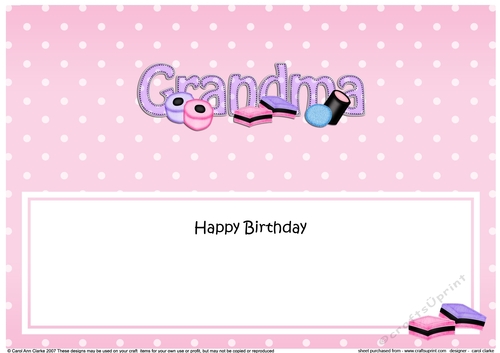 Large DL Happy Birthday GRANDMA insert
