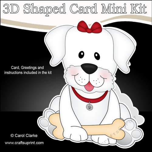 3D Shaped Card  Kit - Little White Labrador Dog Dinky