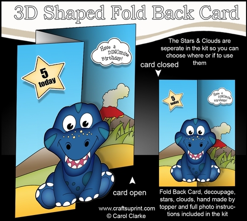 3D Shaped No-Hole Fold Back Mini Kit - Cute Little Geico Dino