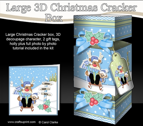 3D Large Christmas Cracker Box -  Rudolph is Sledging