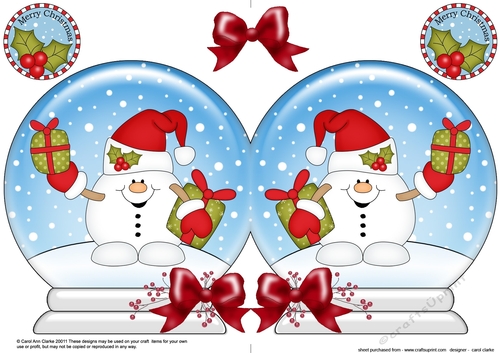 Christmas Snow Globe Shaped Card - Snowball Sam has Presents