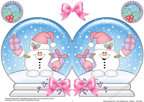 Christmas Snow Globe Shaped Card - Snowball Sam has Presents