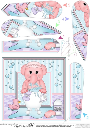 Cute Little Elephant Bathtub Buddies Fan Pyramage Topper
