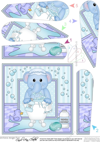 Cute Little Elephant Bathtub Buddies Fan Pyramage Topper