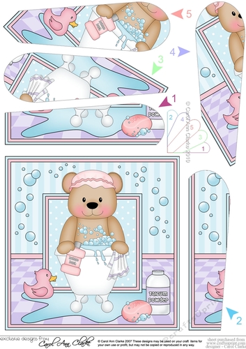 Cute Little Teddy Bathtub Buddies Fan Pyramage Topper