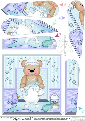 Cute Little Teddy Bathtub Buddies Fan Pyramage Topper
